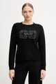 Gaudi sweter z dodatkiem wełny okrągły czarny 521BD53009