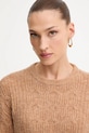 Twinset sweter z dodatkiem wełny brązowy 252LL3HCC