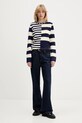 Desigual sweter z domieszką wełny MALMOE 25WWJF17 granatowy AW25