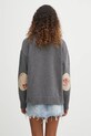 Fiorucci sweter wełniany Cupid Elbow Patch okrągły szary W02FPKSW335KN03GY01