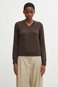 Пуловер с вълна MM6 Maison Margiela шпиц кафяв S62HN0007.M13187.144