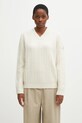 Пуловер с вълна MM6 Maison Margiela шпиц бежов S62HN0008.M13195.102