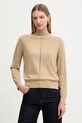 BOSS Orange sweter z dodatkiem wełny półgolf beżowy 50551356