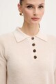 Marella sweter z dodatkiem wełny beżowy 2523366374200