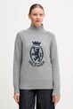 Svetr s příměsí vlny Tommy Hilfiger polorolák šedá WW0WW46434