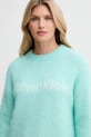 Calvin Klein sweter z dodatkiem wełny turkusowy LV044D359G