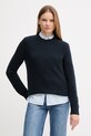 Barbour sweter wełniany okrągły granatowy LKN1666