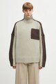 JW Anderson sweter z dodatkiem wełny Two Tone Patch Pocket gruba beżowy KW1402.YN0367
