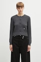 Шерстяной кардиган JW Anderson Contrast Embroidery Cardigan шерсть серый KW1447.YN0447