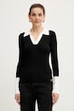 Svetr Karl Lagerfeld V výstřih černá A4W18043