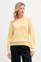 Lacoste sweter z wełną okrągły żółty AF4158