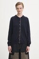 Barbour kardigan z dodatkiem wełny Pendle Knitted Cardigan gładkie granatowy LKN1076NY78
