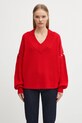 Sportmax sweter wełniany TAY gruba czerwony 2522366192600