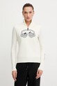 BOGNER Fire+Ice sweter z dodatkiem wełny AZRA drobny wzór beżowy 84538499