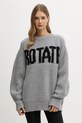 Rotate sweter z dodatkiem wełny okrągły szary 114641039