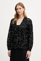 Πλεκτή ζακέτα United Colors of Benetton απλικέ μαύρο 1LPRD605A