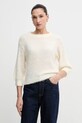 United Colors of Benetton sweter z dodatkiem moheru okrągły beżowy 1VAAD10F4