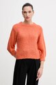 United Colors of Benetton sweter z dodatkiem moheru okrągły pomarańczowy 1VAAD10F4