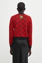 Oblečenie Kardigan s prímesou vlny Marine Serre Moon Lozenge Knit WTK086ACKNI0539 červená