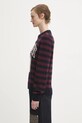 GANNI sweter z dodatkiem wełny Graphic Wool Mix Poodle Stripe K2567 bordowy AW25