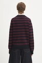 Odzież GANNI sweter z dodatkiem wełny Graphic Wool Mix Poodle Stripe K2567 bordowy