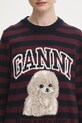 GANNI sweter z dodatkiem wełny Graphic Wool Mix Poodle Stripe bordowy K2567