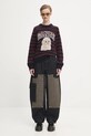 GANNI sweter z dodatkiem wełny Graphic Wool Mix Poodle Stripe K2567 bordowy