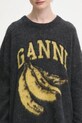 GANNI sweter z dodatkiem wełny Fine Brushed Alpaca Banana Oversized szary K2516