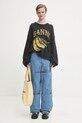 GANNI sweter z dodatkiem wełny Fine Brushed Alpaca Banana Oversized K2516 szary