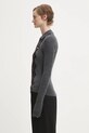 GANNI sweter wełniany Fine Merino Jacquard K2314 szary AW25