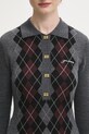 GANNI sweter wełniany Fine Merino Jacquard szary K2314