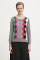 GANNI kardigan wełniany Cashmere Wool Mix okrągły szary K2512