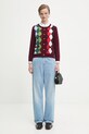 GANNI kardigan wełniany Cashmere Wool Mix K2532 bordowy