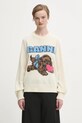 GANNI sweter z dodatkiem wełny Graphic Wool Mix Fluffy Puppy Love okrągły beżowy K2562