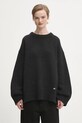 GANNI sweter z dodatkiem wełny Chunky Wool Mix okrągły szary K2610