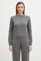 Sporty & Rich sweter wełniany SRC Cashmere okrągły szary WS01267302GY22