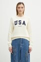 Sporty & Rich sweter bawełniany USA Knitted bawełna beżowy WS06567643WH37