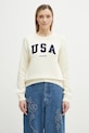 Sporty & Rich sweter bawełniany USA Knitted bawełna beżowy WS06567643WH37