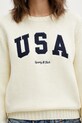 Sporty & Rich sweter bawełniany USA Knitted beżowy WS06567643WH37