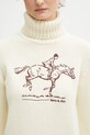 Bavlněný svetr Sporty & Rich Horse Knitted béžová WS07265245WH37