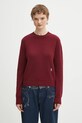 Vlněný svetr Sporty & Rich SRC Cashmere hladký burgundské WS01262302RE10