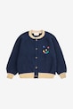 Bobo Choses kardigan z dodatkiem wełny dziecięcy Fun Face 225FC014 granatowy AW25