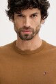 Βαμβακερό πουλόβερ Tommy Hilfiger καφέ MW0MW39999
