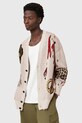 AllSaints kardigan z domieszką wełny JAY szpic beżowy M035KC