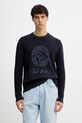United Colors of Benetton sweter bawełniany aplikacja granatowy 10C1K10AI