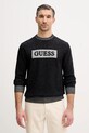 Guess sweter z dodatkiem wełny JACK okrągły czarny M5BR28.Z0531