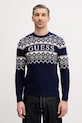 Guess sweter z domieszką wełny okrągły granatowy M5BR61.Z4142