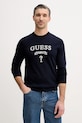 Guess sweter z domieszką jedwabiu HAMMOND okrągły granatowy M5YR00.Z0122