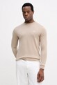 Guess sweter z domieszką jedwabiu DANIEL okrągły beżowy M5YR26.Z0122