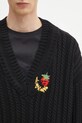 Sky High Farm sweter bawełniany Cableknit v-neck czarny SHF07N005